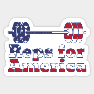 Patriotic Barbell Reps For America USA Gym T-shirt Sticker